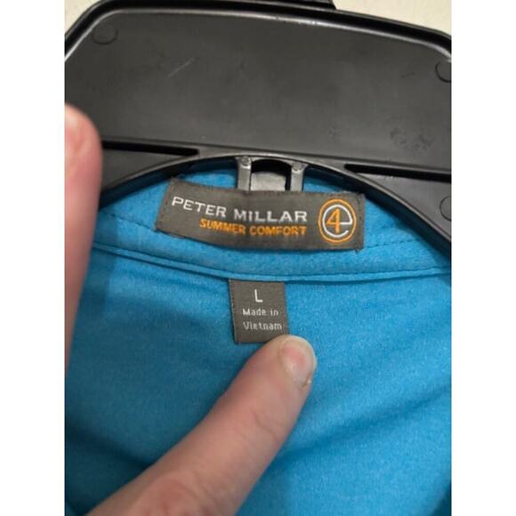 Peter Millar Polo Shirt Golf Mens Size Large Stretch Summer Comfort Blue Aqua - Picture 4 of 6